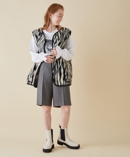 MADEMOISELLE ROPE'（マドモアゼル ロペ）の「<春まで使える>ツイルストレッチハーフパンツ（その他パンツ・レディース・チャコールグレー/ライトグリーン・36/38）」の15枚目の写真