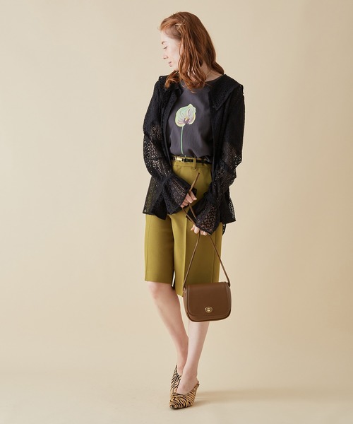 MADEMOISELLE ROPE'（マドモアゼル ロペ）の「<春まで使える>ツイルストレッチハーフパンツ（その他パンツ・レディース・チャコールグレー/ライトグリーン・36/38）」の6枚目の写真