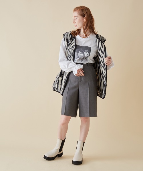 MADEMOISELLE ROPE'（マドモアゼル ロペ）の「<春まで使える>ツイルストレッチハーフパンツ（その他パンツ・レディース・チャコールグレー/ライトグリーン・36/38）」の8枚目の写真