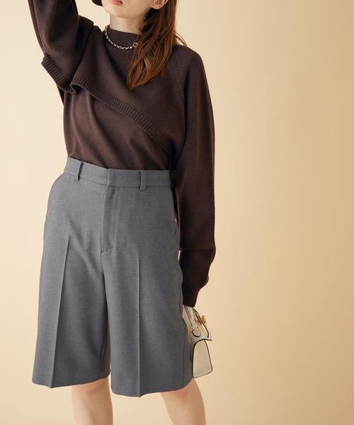 MADEMOISELLE ROPE'（マドモアゼル ロペ）の「<春まで使える>ツイルストレッチハーフパンツ（その他パンツ・レディース・チャコールグレー/ライトグリーン・36/38）」の19枚目の写真