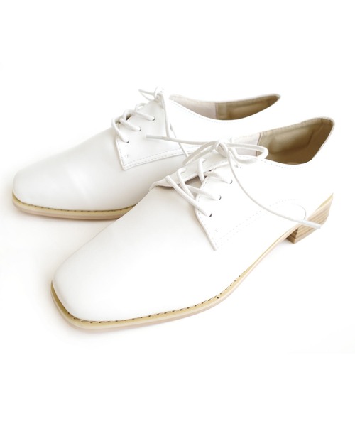 AmiAmi（アミアミ）の「スクエアトゥオックスフォードレースアップシューズ（ローファー・レディース・ブラック/ブラック系その他/ブラウン/ホワイト・L/LL/M/S）」の10枚目の写真