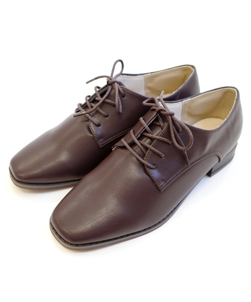 AmiAmi（アミアミ）の「スクエアトゥオックスフォードレースアップシューズ（ローファー・レディース・ブラック/ブラック系その他/ブラウン/ホワイト・L/LL/M/S）」の15枚目の写真