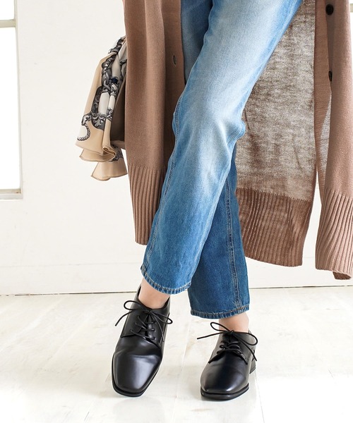 AmiAmi（アミアミ）の「スクエアトゥオックスフォードレースアップシューズ（ローファー・レディース・ブラック/ブラック系その他/ブラウン/ホワイト・L/LL/M/S）」の22枚目の写真