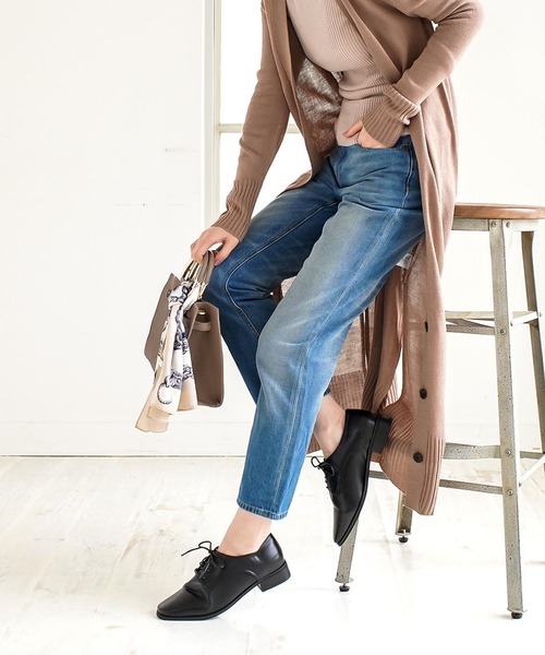 AmiAmi（アミアミ）の「スクエアトゥオックスフォードレースアップシューズ（ローファー・レディース・ブラック/ブラック系その他/ブラウン/ホワイト・L/LL/M/S）」の14枚目の写真