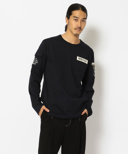 AVIREX（アヴィレックス）の「ファティーグ  クルーネック 長袖 Tシャツ/LONG SLEEVE FATIGUE CREW NECK T-SHIRT/アヴィレックス/AVIREX（Tシャツ/カットソー・メンズ・ブラック/オリーブ/White/ホワイト/ネイビー/Black・XX-LARGE/X-LARGE/MEDIUM/LARGE）」の6枚目の写真