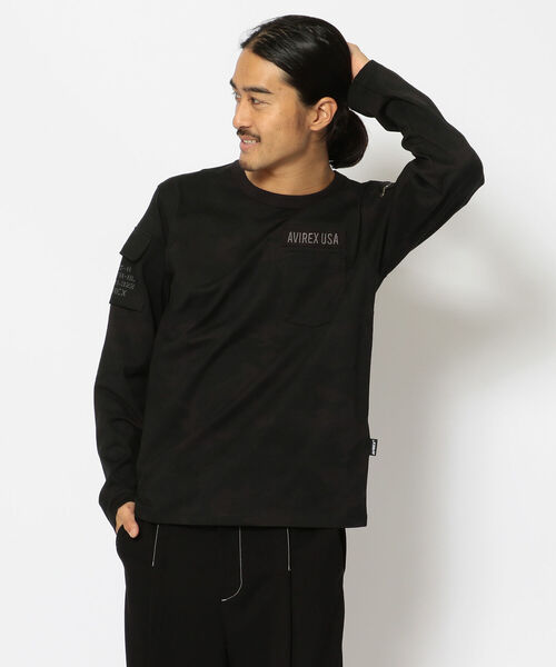 AVIREX（アヴィレックス）の「ファティーグ  クルーネック 長袖 Tシャツ/LONG SLEEVE FATIGUE CREW NECK T-SHIRT/アヴィレックス/AVIREX（Tシャツ/カットソー・メンズ・ブラック/オリーブ/White/ホワイト/ネイビー/Black・XX-LARGE/X-LARGE/MEDIUM/LARGE）」の5枚目の写真