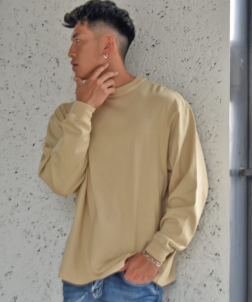 JOKER（ジョーカー）の「【JOKER】オーバーサイズビッグシルエット6色展開長袖Tシャツ/カラーリング無地BIGロンT ペールトーン長袖ビッグtシャツ メンズ 秋服（Tシャツ/カットソー・メンズ・オフホワイト/ブラック/ダークグリーン/ピンク/グレー系その他/ベージュ・M/L/XL）」の14枚目の写真