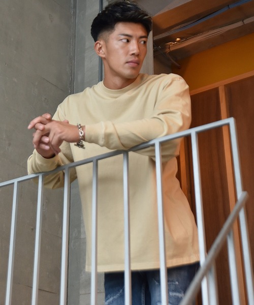 JOKER（ジョーカー）の「【JOKER】オーバーサイズビッグシルエット6色展開長袖Tシャツ/カラーリング無地BIGロンT ペールトーン長袖ビッグtシャツ メンズ 秋服（Tシャツ/カットソー・メンズ・オフホワイト/ブラック/ダークグリーン/ピンク/グレー系その他/ベージュ・M/L/XL）」の7枚目の写真