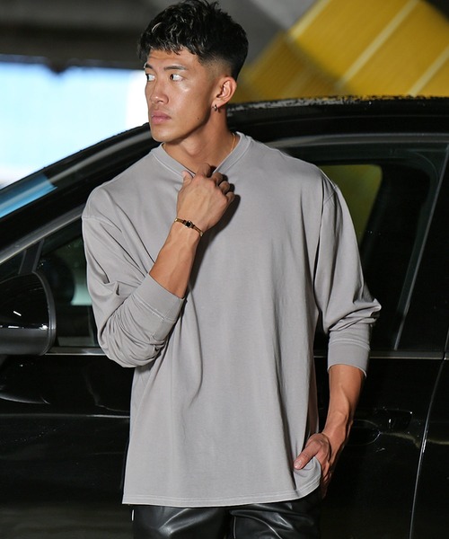 JOKER（ジョーカー）の「【JOKER】オーバーサイズビッグシルエット6色展開長袖Tシャツ/カラーリング無地BIGロンT ペールトーン長袖ビッグtシャツ メンズ 秋服（Tシャツ/カットソー・メンズ・オフホワイト/ブラック/ダークグリーン/ピンク/グレー系その他/ベージュ・M/L/XL）」の21枚目の写真