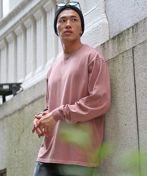 JOKER（ジョーカー）の「【JOKER】オーバーサイズビッグシルエット6色展開長袖Tシャツ/カラーリング無地BIGロンT ペールトーン長袖ビッグtシャツ メンズ 秋服（Tシャツ/カットソー・メンズ・オフホワイト/ブラック/ダークグリーン/ピンク/グレー系その他/ベージュ・M/L/XL）」の8枚目の写真