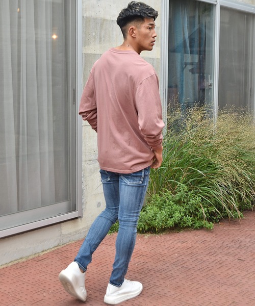 JOKER（ジョーカー）の「【JOKER】オーバーサイズビッグシルエット6色展開長袖Tシャツ/カラーリング無地BIGロンT ペールトーン長袖ビッグtシャツ メンズ 秋服（Tシャツ/カットソー・メンズ・オフホワイト/ブラック/ダークグリーン/ピンク/グレー系その他/ベージュ・M/L/XL）」の11枚目の写真