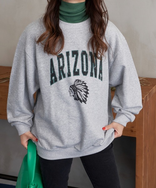 AIC.（エーアイシー）の「ARIZONAロゴプリントビッグ裏毛スウェット（スウェット・レディース・オフホワイト/グレー/チャコールグレー/ネイビー・FREE）」の4枚目の写真