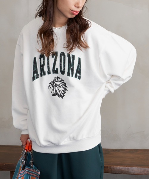 AIC.（エーアイシー）の「ARIZONAロゴプリントビッグ裏毛スウェット（スウェット・レディース・オフホワイト/グレー/チャコールグレー/ネイビー・FREE）」の19枚目の写真