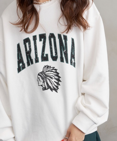 AIC.（エーアイシー）の「ARIZONAロゴプリントビッグ裏毛スウェット（スウェット・レディース・オフホワイト/グレー/チャコールグレー/ネイビー・FREE）」の15枚目の写真