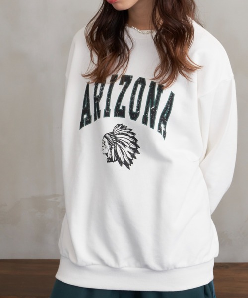 AIC.（エーアイシー）の「ARIZONAロゴプリントビッグ裏毛スウェット（スウェット・レディース・オフホワイト/グレー/チャコールグレー/ネイビー・FREE）」の17枚目の写真