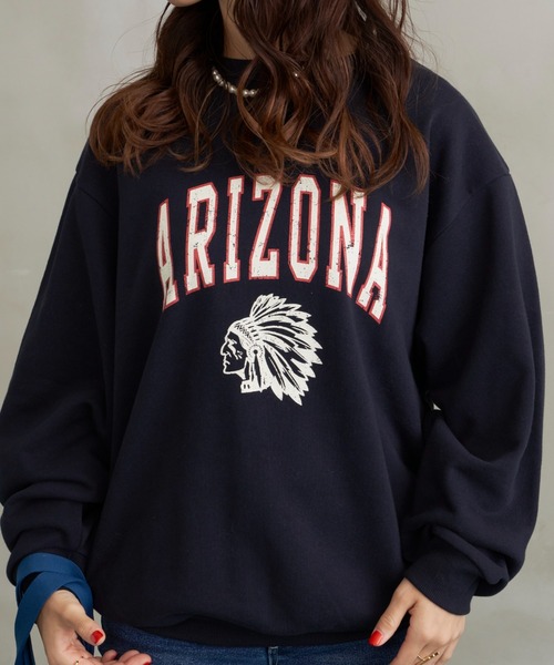 AIC.（エーアイシー）の「ARIZONAロゴプリントビッグ裏毛スウェット（スウェット・レディース・オフホワイト/グレー/チャコールグレー/ネイビー・FREE）」の9枚目の写真