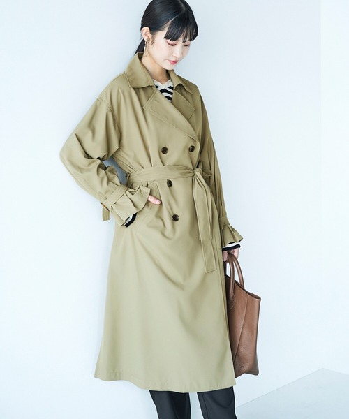 haco!（ハコ）の「どうせ買うなら長い季節楽しめるのがいい！インナーコートも着られるビッグスリーブトレンチコート（トレンチコート・レディース・セージグリーン・1/2）」の21枚目の写真