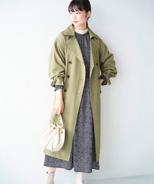 haco!（ハコ）の「どうせ買うなら長い季節楽しめるのがいい！インナーコートも着られるビッグスリーブトレンチコート（トレンチコート・レディース・セージグリーン・1/2）」の5枚目の写真