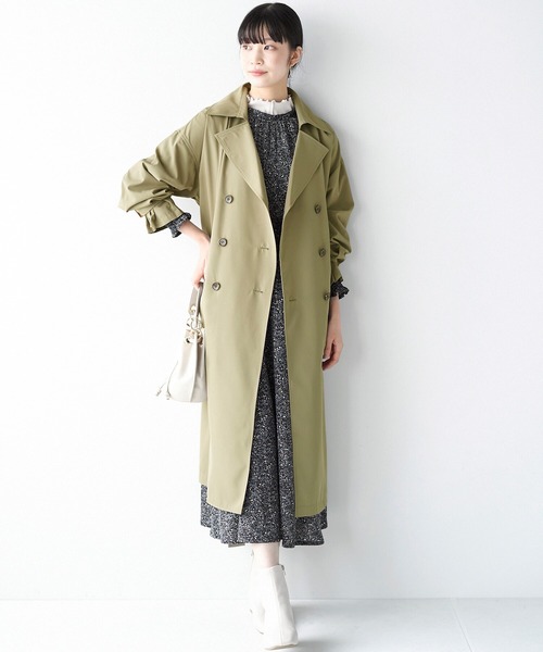 haco!（ハコ）の「どうせ買うなら長い季節楽しめるのがいい！インナーコートも着られるビッグスリーブトレンチコート（トレンチコート・レディース・セージグリーン・1/2）」の22枚目の写真