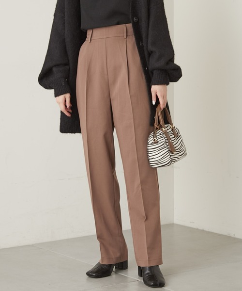 Chico（チコ）の「【LINNEE】スラックスロングパンツ（スラックス・レディース・ブラック/ブラウン/チェック/グレイッシュベージュ・FREE）」の3枚目の写真