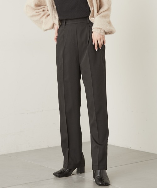 Chico（チコ）の「【LINNEE】スラックスロングパンツ（スラックス・レディース・ブラック/ブラウン/チェック/グレイッシュベージュ・FREE）」の2枚目の写真