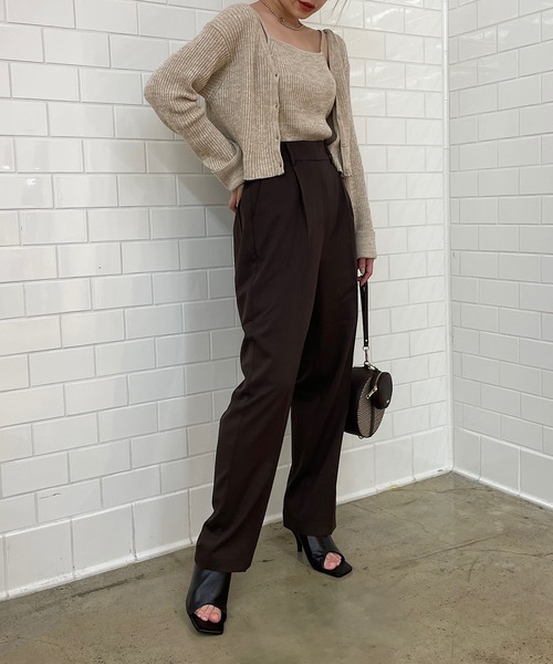 Chico（チコ）の「【LINNEE】スラックスロングパンツ（スラックス・レディース・ブラック/ブラウン/チェック/グレイッシュベージュ・FREE）」の5枚目の写真