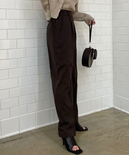 Chico（チコ）の「【LINNEE】スラックスロングパンツ（スラックス・レディース・ブラック/ブラウン/チェック/グレイッシュベージュ・FREE）」の13枚目の写真