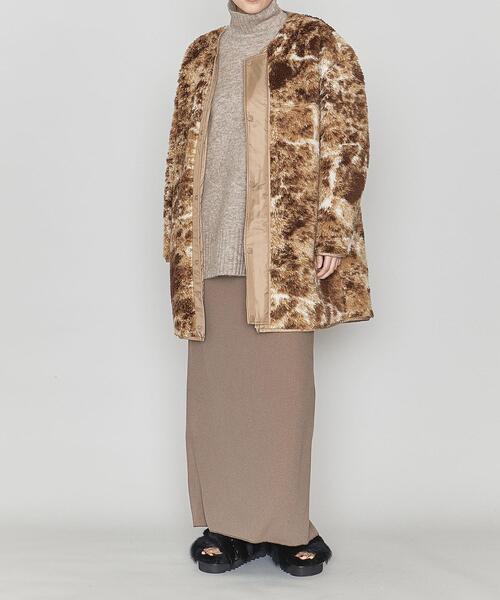 ASTRAET（アストラット）の「＜ASTRAET（アストラット）＞ボア ノーカラー ブルゾン（ノーカラーコート・レディース・ブラウン/オフホワイト・FREE）」の8枚目の写真