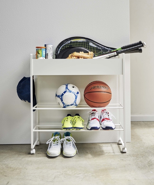 山崎実業 tower キャスター付き 玄関収納ラック タワー ブラック 黒