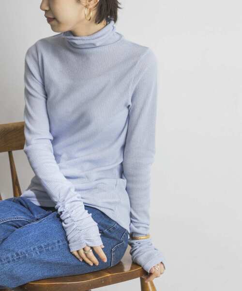 URBAN RESEARCH（アーバンリサーチ）の「シャーリングスリーブタートルネックカットソー（Tシャツ/カットソー・レディース・ライトグレー/ブラウン/グリーン/ライトブルー・FREE）」の6枚目の写真