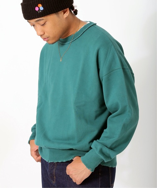 Oriens JOURNAL STANDARD（オリエンス ジャーナルスタンダード）の「Worn Out ダメージスウェット◆（Tシャツ/カットソー・メンズ・ブラック/ネイビー/レッド/グリーン・MEDIUM/LARGE）」の3枚目の写真