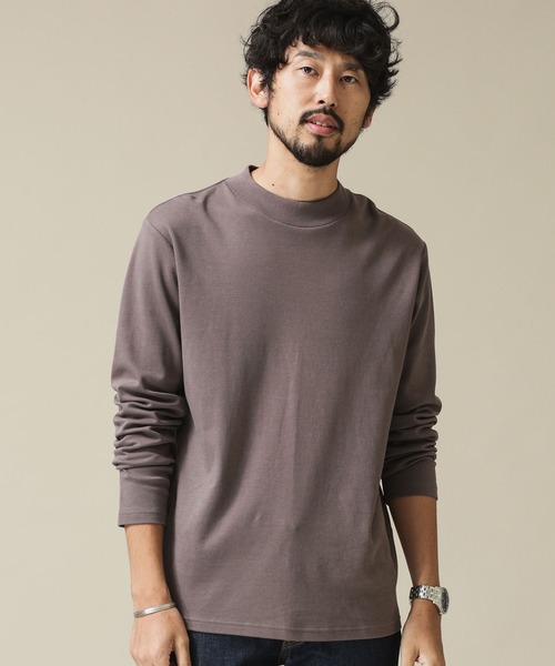 NANO universe(ナノユニバース)の「Anti SmellモックネックロングスリーブTシャツ(Tシャツ/カットソー・メンズ・ブラック/ホワイト/グレー・L/S/M/XL)」の3枚目の写真