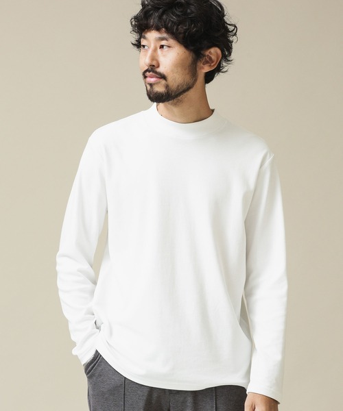 NANO universe(ナノユニバース)の「Anti SmellモックネックロングスリーブTシャツ(Tシャツ/カットソー・メンズ・ブラック/ホワイト/グレー・L/S/M/XL)」の2枚目の写真