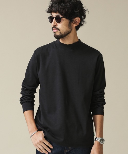 NANO universe(ナノユニバース)の「Anti SmellモックネックロングスリーブTシャツ(Tシャツ/カットソー・メンズ・ブラック/ホワイト/グレー・L/S/M/XL)」の1枚目の写真