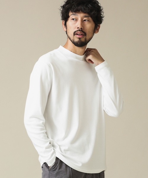 NANO universe(ナノユニバース)の「Anti SmellモックネックロングスリーブTシャツ(Tシャツ/カットソー・メンズ・ブラック/ホワイト/グレー・L/S/M/XL)」の15枚目の写真