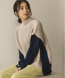 モックネックデニムコンビニット