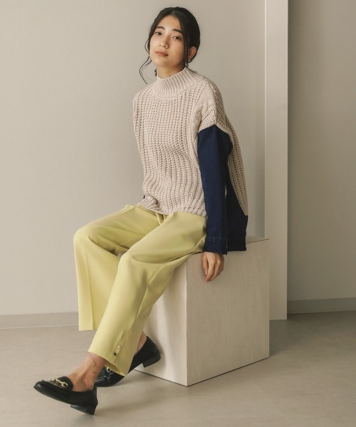 Bou Jeloud(ブージュルード)の「モックネックデニムコンビニット(ニット/セーター・レディース・ブラック/ベージュ/グレー/マスタード・FREE)」の14枚目の写真