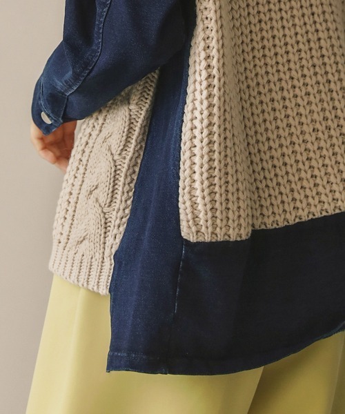 Bou Jeloud(ブージュルード)の「モックネックデニムコンビニット(ニット/セーター・レディース・ブラック/ベージュ/グレー/マスタード・FREE)」の15枚目の写真