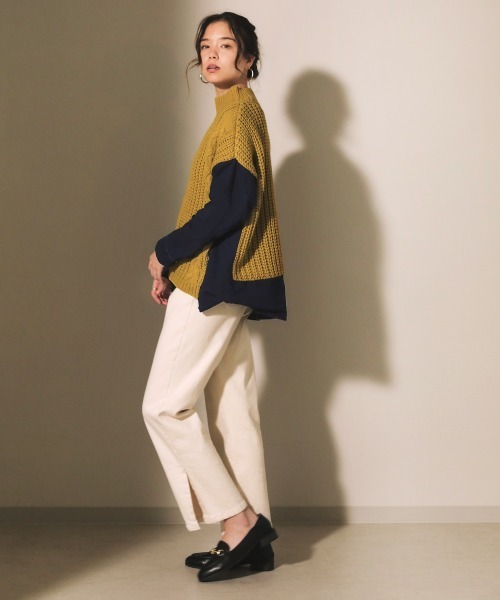 Bou Jeloud(ブージュルード)の「モックネックデニムコンビニット(ニット/セーター・レディース・ブラック/ベージュ/グレー/マスタード・FREE)」の20枚目の写真