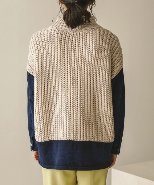 Bou Jeloud(ブージュルード)の「モックネックデニムコンビニット(ニット/セーター・レディース・ブラック/ベージュ/グレー/マスタード・FREE)」の22枚目の写真