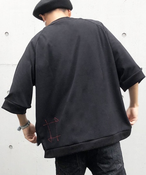 BURNOUT(バーンアウト)の「【BURNOUT】4/3スリーブVネック ニット(Tシャツ/カットソー・メンズ・ブラック・M/L)」の3枚目の写真