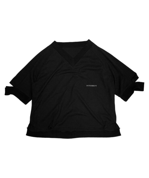 BURNOUT(バーンアウト)の「【BURNOUT】4/3スリーブVネック ニット(Tシャツ/カットソー・メンズ・ブラック・M/L)」の2枚目の写真