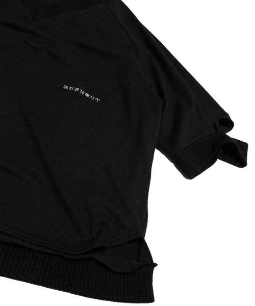 BURNOUT(バーンアウト)の「【BURNOUT】4/3スリーブVネック ニット(Tシャツ/カットソー・メンズ・ブラック・M/L)」の4枚目の写真