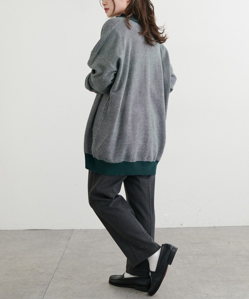 PUAL CE CIN（ピュアルセシン）の「【Du noir】ジャガードニットカーディガン（カーディガン/ボレロ・レディース・グリーン系その他/ブラック系その他・FREE）」の4枚目の写真