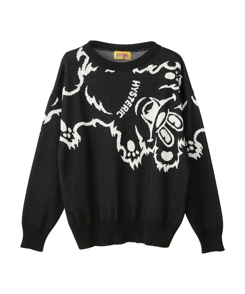 美品★ヒステリックグラマー⬛︎ジャガードセーター⬛︎ニット⬛︎ヒスベア⬛︎ブラック⬛︎M HYSTERIC GLAMOUR（ヒステリックグラマー）の「FIRE BEARジャカード