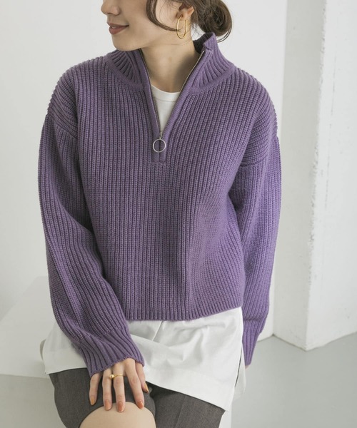 URBAN RESEARCH（アーバンリサーチ）の「ZIPニットコーディネートセットプルオーバー（ニット/セーター・レディース・ライトベージュ/イエロー/ブラック系その他/パープル・FREE）」の3枚目の写真