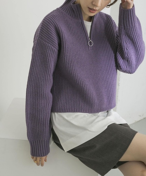 URBAN RESEARCH（アーバンリサーチ）の「ZIPニットコーディネートセットプルオーバー（ニット/セーター・レディース・ライトベージュ/イエロー/ブラック系その他/パープル・FREE）」の10枚目の写真