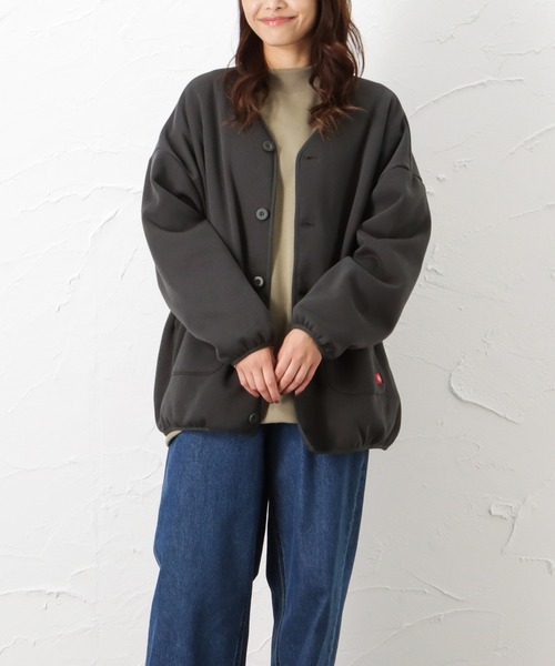 Dickies（ディッキーズ）の「Dickies ディッキーズ ルーズシルエット 裏シープ起毛カーディガン（カーディガン/ボレロ・レディース・カーキ/アイボリー/チャコール・フリー）」の3枚目の写真