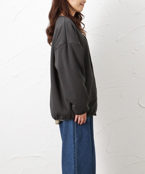 Dickies（ディッキーズ）の「Dickies ディッキーズ ルーズシルエット 裏シープ起毛カーディガン（カーディガン/ボレロ・レディース・カーキ/アイボリー/チャコール・フリー）」の8枚目の写真