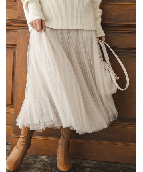 fifth（フィフス）の「細プリーツチュールスカート（スカート・レディース・ブラック/モカ/ライトベージュ・MEDIUM）」の3枚目の写真